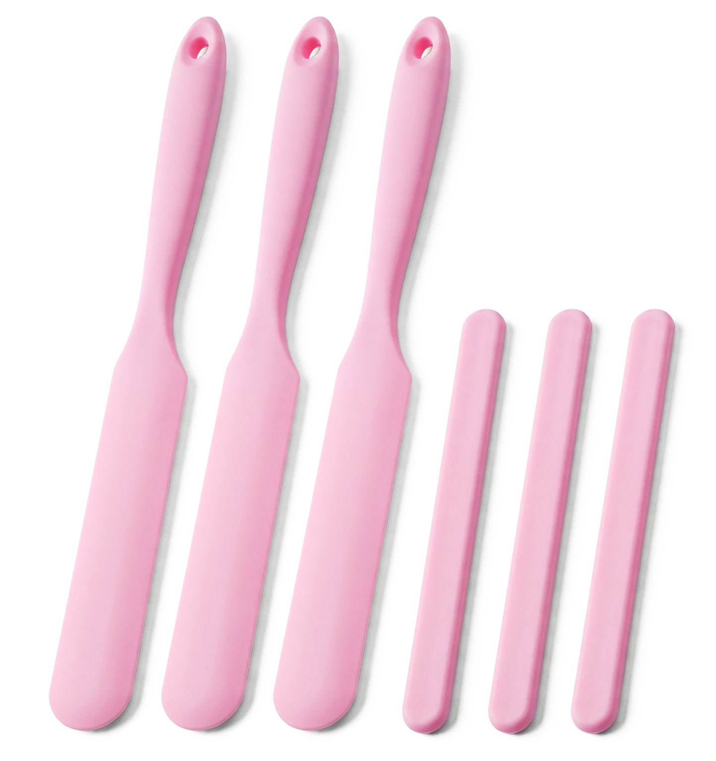 6 Pcs Silicone Wax Applicator Set, 14cm Stir Sticks & 24cm Spatula Scrapers for Waxing (Pink)