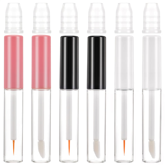 Oruola 6Pcs Empty Lip Gloss Tubes, Mascara Tube,5ml Empty Lip Gloss Tubes and Empty Eyeliner Tube with Different Brushes Leak Stoppers, Ideal Kit for Castor Oil DIY Cosmetics