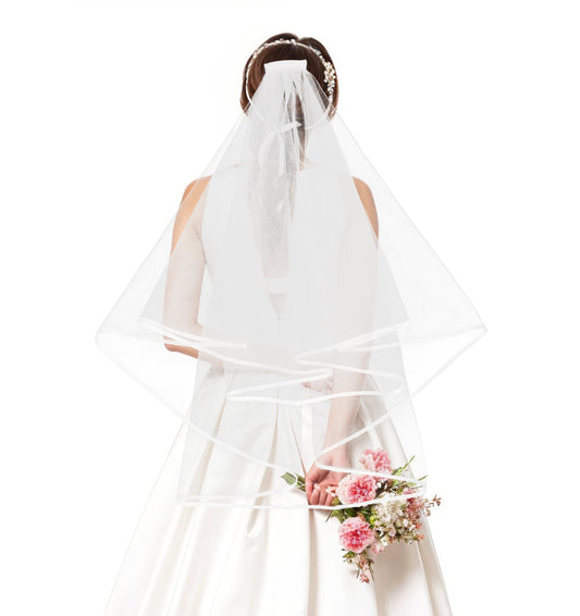 ValueBargain Bridal Veil, Hen Party Veil, Double Layer Bride Veils for Hen Party, Weddings, Bachelorette Parties, Women (White, 24 x 16 Cm)