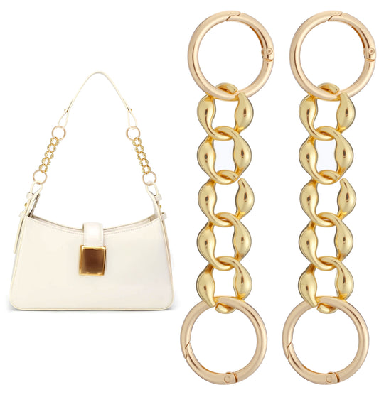 Bag Extender Chain Gold, 2Pcs Purse Extender Chain Gold 4.25In Wallet Extenders Light Golden Bag Chains Replacement with Spring Gate Ring for Underarm Bags, Handbags