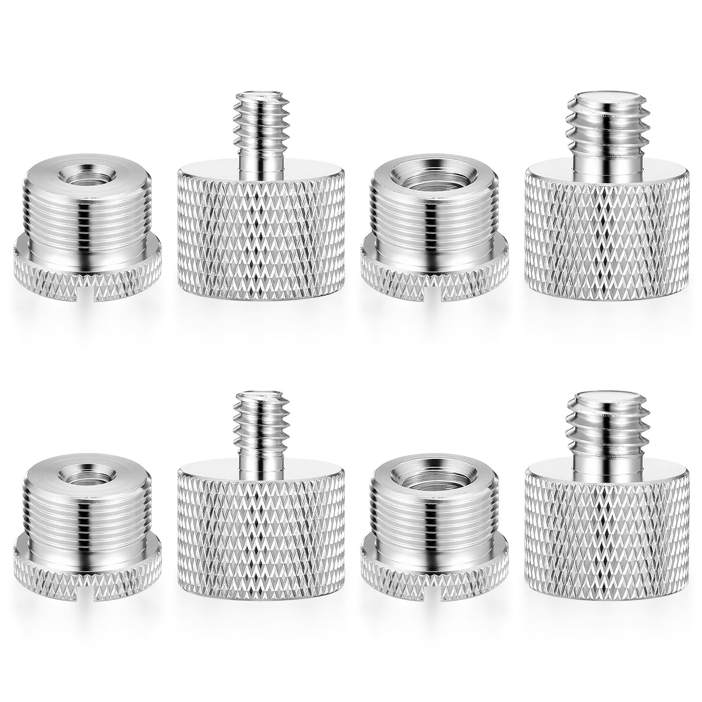 Elegaperma 8Pcs Mic Stand Adapter, Silver 3/8 to 5/8 Mic Screw Adapter 3/8 to 5/8 Screw Adapter, 5/8 to 3/8 Tripod Adapter 5/8 to 1/4 Camera Tripod Adapter, Microphone Stand, Tripod, Mount Holder