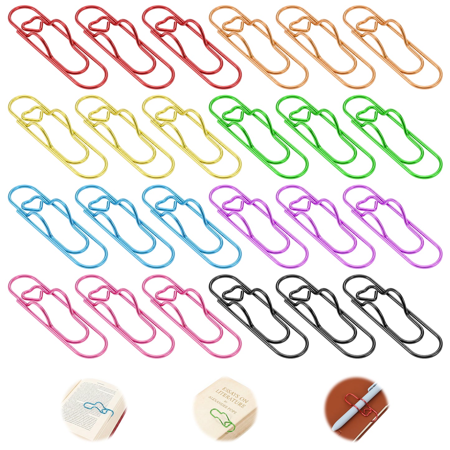 Classicseali 24 Pcs Paperclip Pen Holder,Colorful Metal Pen Clips,Pen Clip for Journal,Notebook,Planners