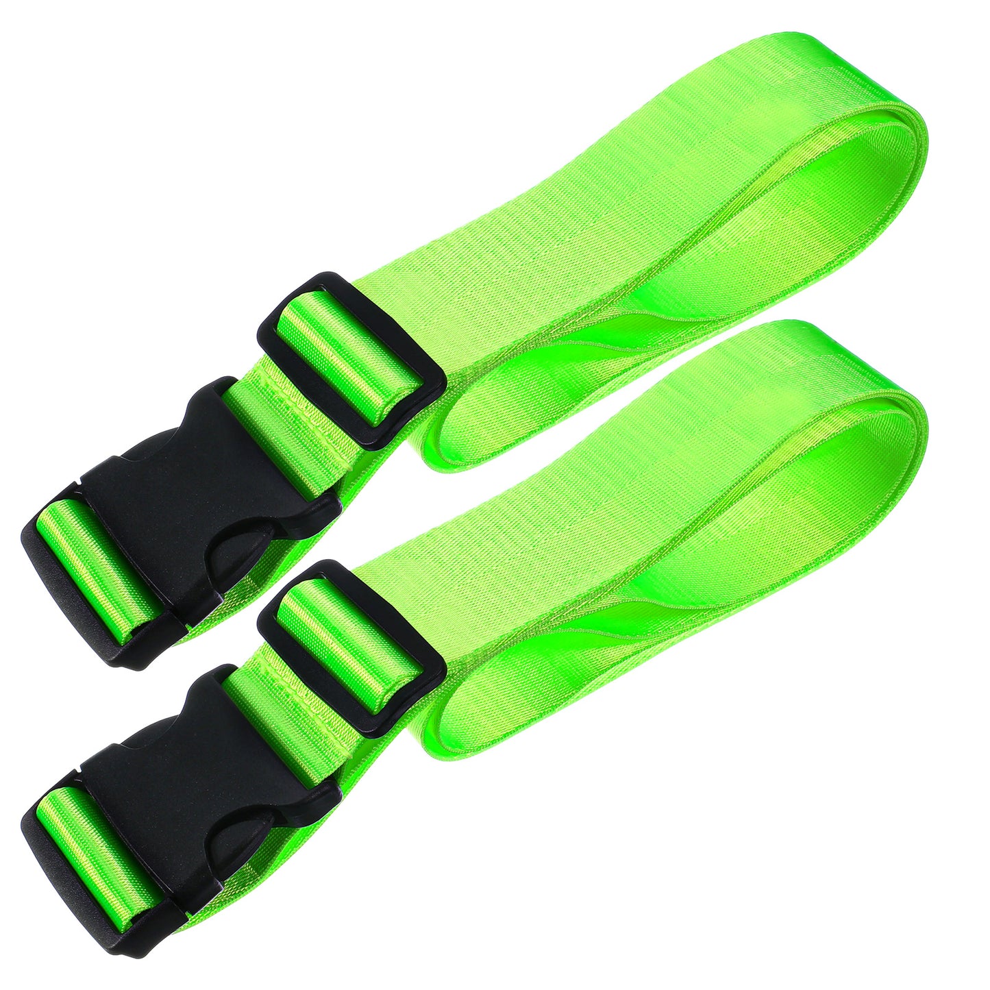 Elegaperma 2pcs Suitcase Strap,Luggage Straps for Suitcases,Adjustable Nylon Suitcase Identifier,Fluorescent Green,5 x 200 cm,Secure Travel Belts with Quick Release Buckle