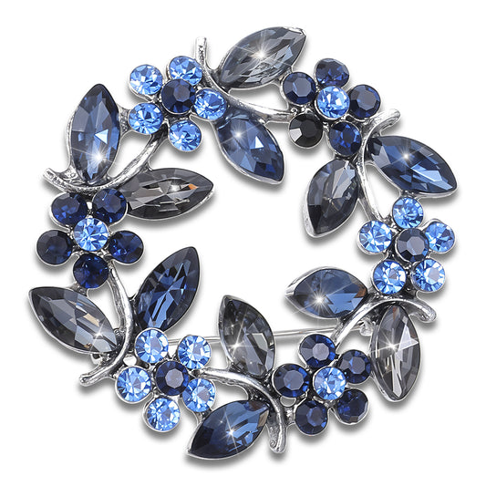 Oruola Flower Brooches for Women, Blue Vintage Brooch, Fashionable and Exquisite Rhinestone Large Brooches for Women, Flower Brooch Pin Suitable for Ladies and Girls, Coats, Weddings, Parties, Dances