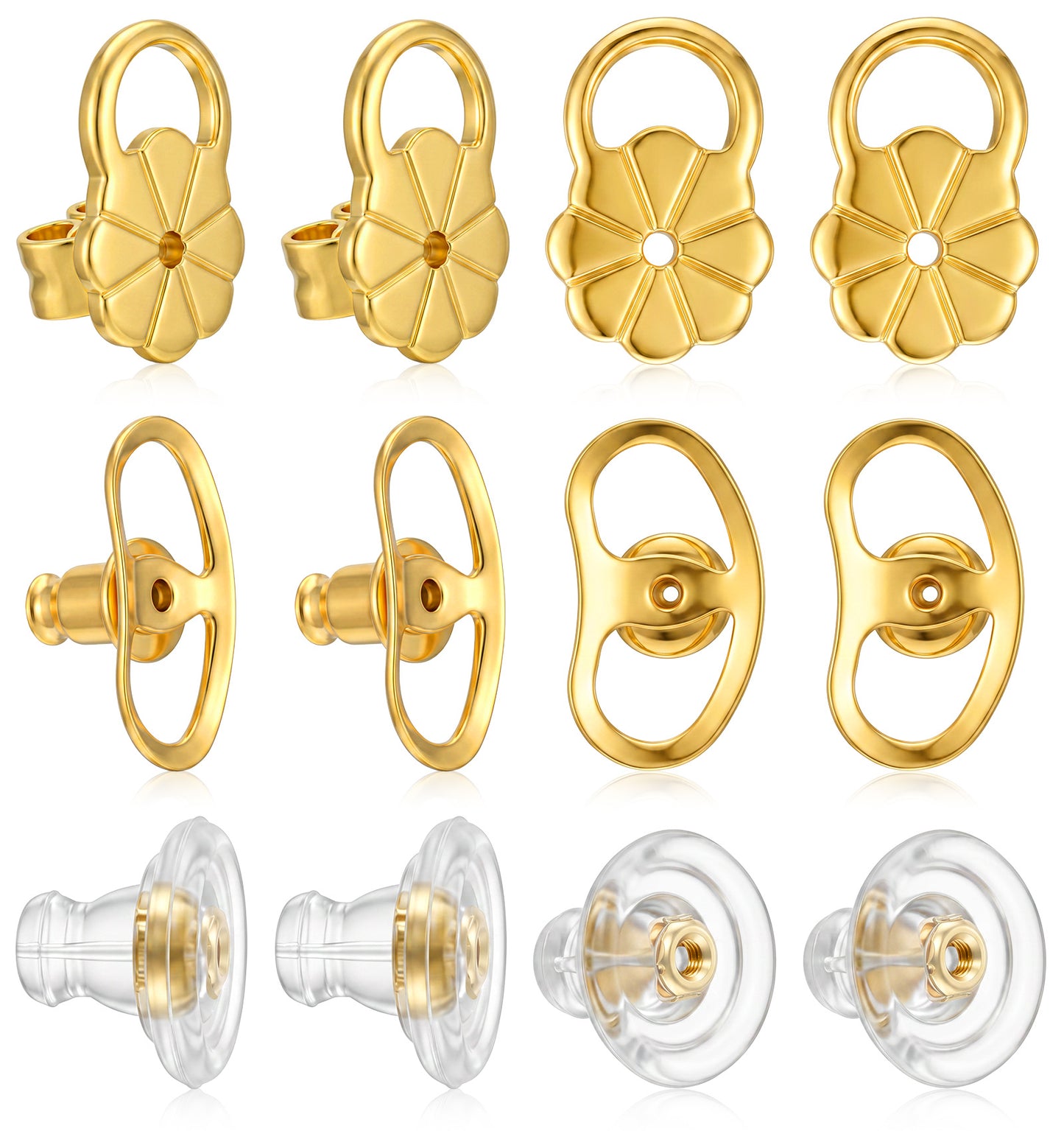 6 Pairs Earring Backs for Heavy Earrings, Lobe Lifter Earring Backings Secure Lifting for Sensitive Skin Stretched Earlobes