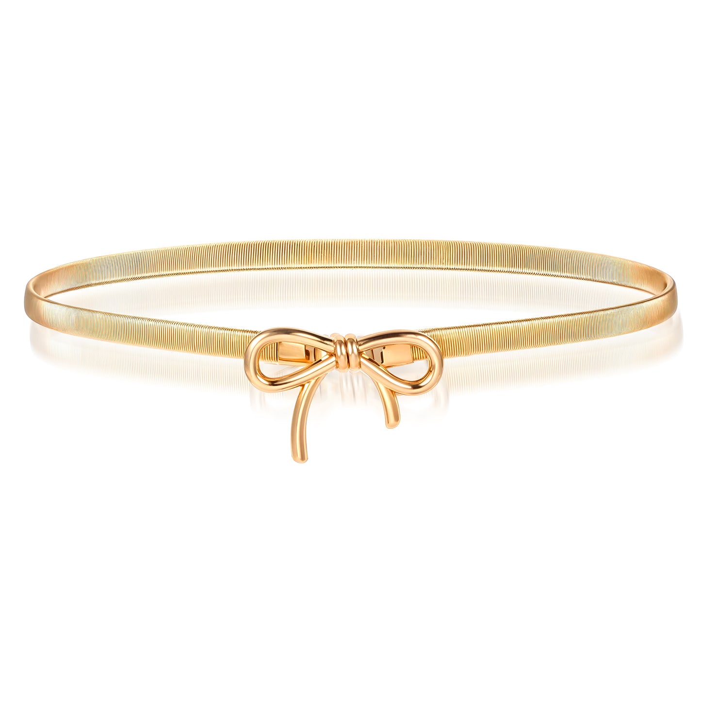 Classicseali Gold Belt Women With Bow-Knot, Bow Belts for Women, Stretchy Bow Metal Chain Belt Women's Belts For Dresses Formal Jeans Shirt