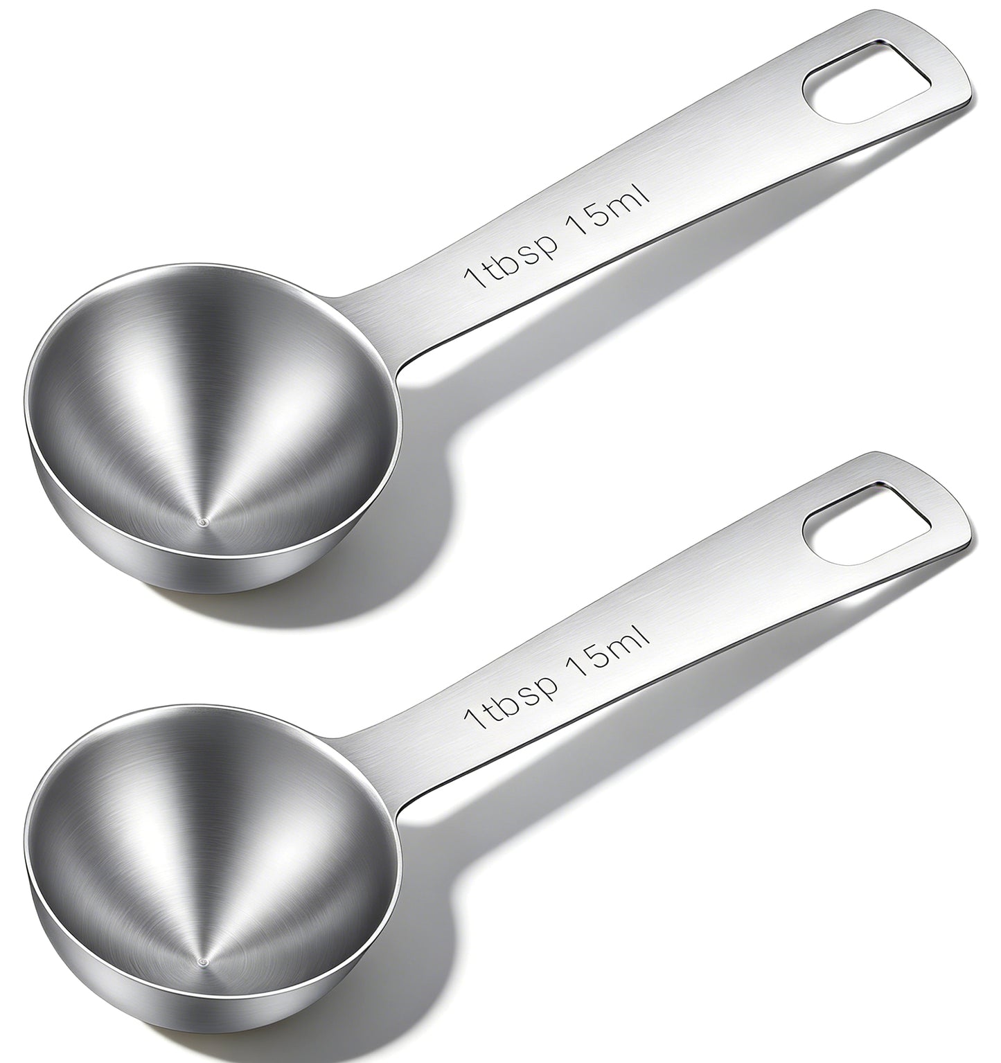 2PCS Table Spoon Measuring Scoop, Stainless Steel Tablespoon Measure Short Design, Precise Cooking Baking Spices Measurement (Silver, 15ml)