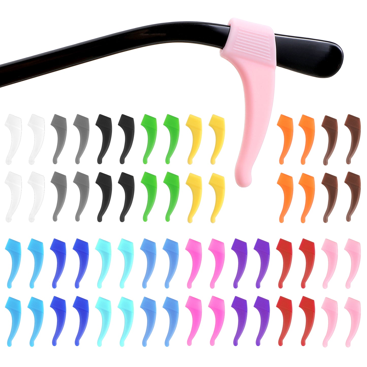 Classicseali 30 Pairs Glasses Grips Behind Ears, Silicone Glasses Ear Grip, Comfortable Glasses Hooks Ear Grips, for Children and Adults, Glasses Sunglasses Reading Glasses Holder (Multicolor)
