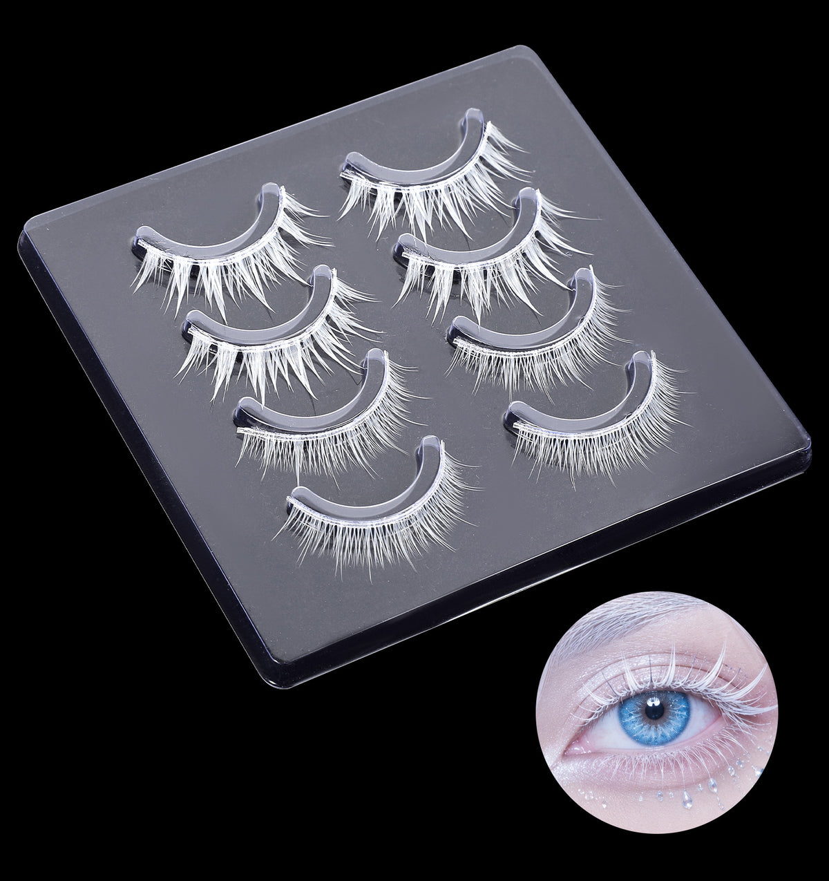 Anime Lashes, 4pair White Eyelashes, Anime Cosplay Makeup