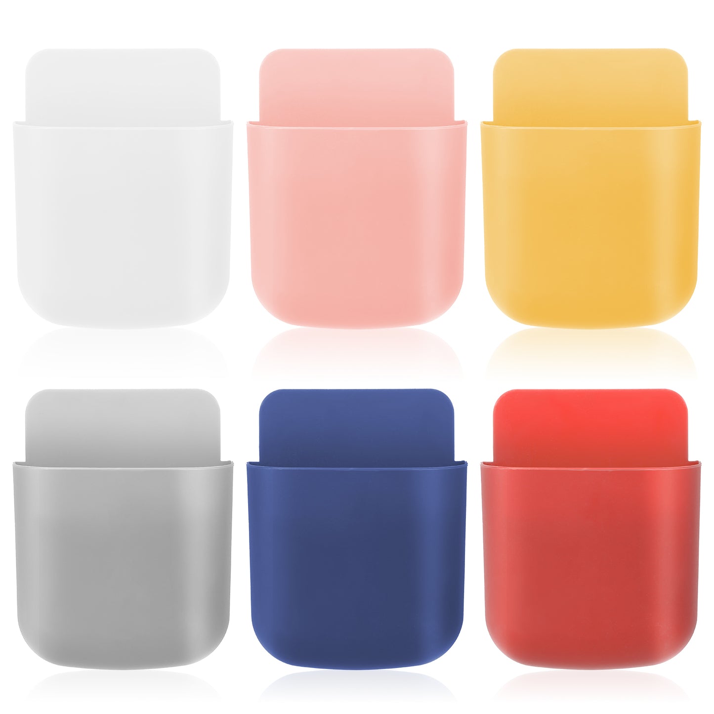 Classicseali 6pcs Remote Control Holder Wall Mounted, Self-adhesive TV Remote Holder, Wall Mount Adhesive Pen Holders for Home Office Remote Control Key Pen Mobile Phone Storage Box Holder, 6 Colors