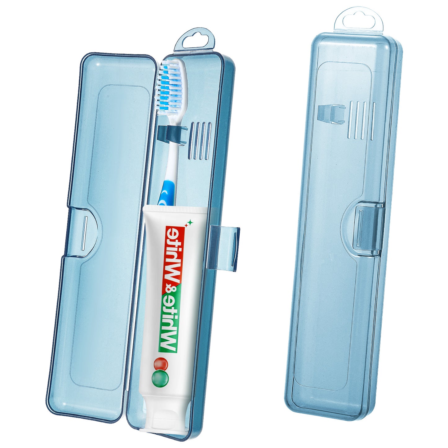Classicseali 2 Pack Travel Toothbrush Holder,Tooth Brush Case Travel 7.9 x 1.8 x 1.1 in,Portable Plastic Toothbrushes Travels Holder with Secure Seal, Blue