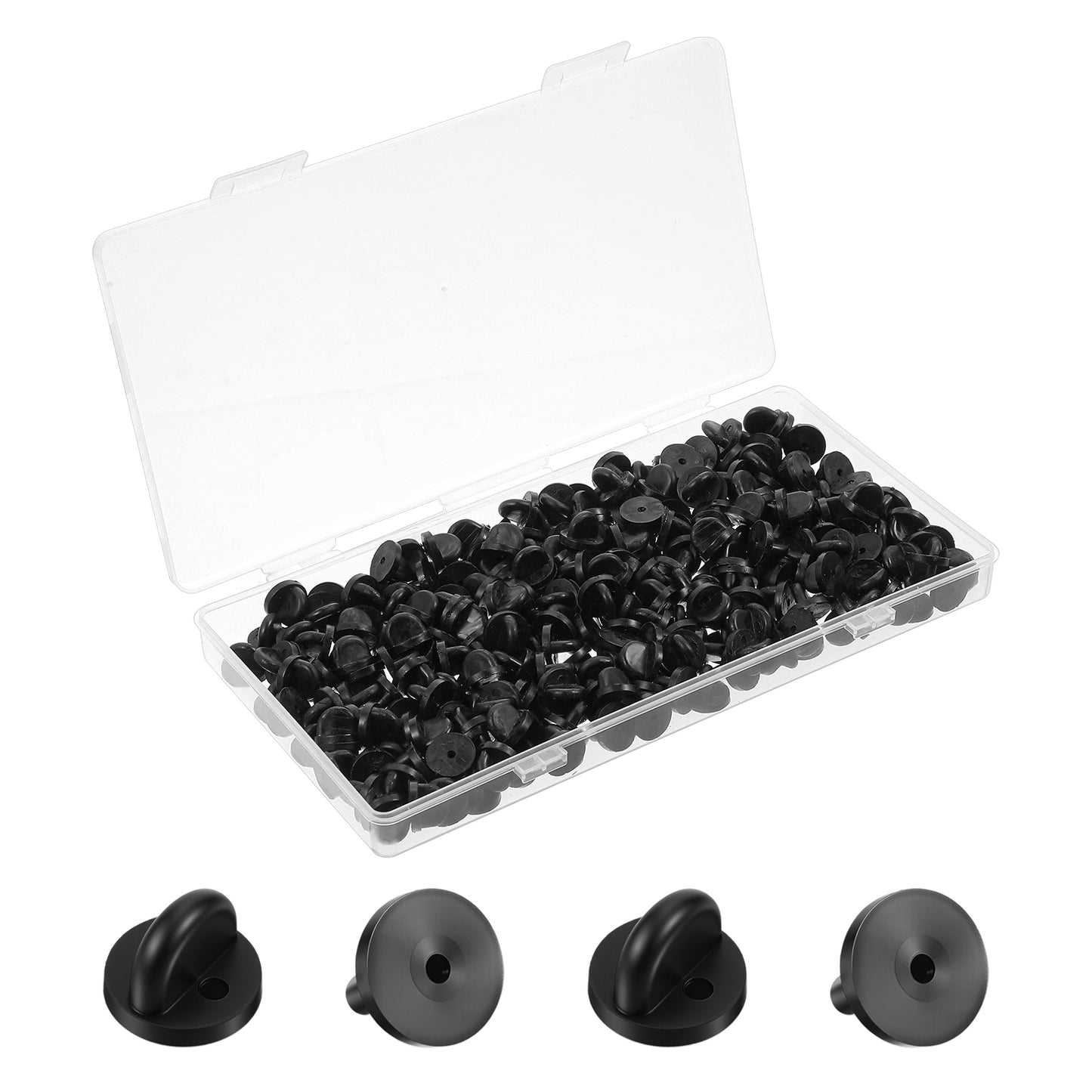 Classicseali 250PCS Pin Backs for Badges, Rubber Pin Backing, Butterfly Hat PVC Backs for Pins, for Brooches, Ties, Hats, Badge, Lapel Backings,Hat Buckles, Uniform Badges, Black