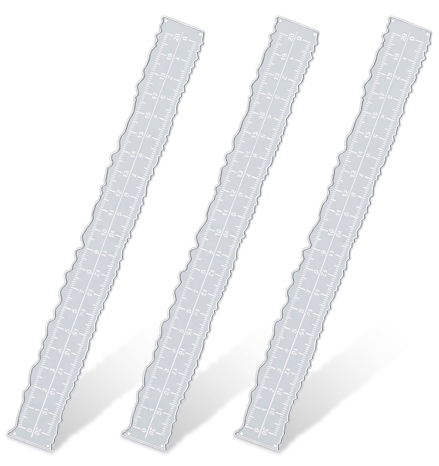 3 Pack Metal Ruler For Cutting, Paper Tearing Ruler Deckled, Irregular Measuring Tool for Card Making, Scrapbooking, Craft, School & Office Supplies