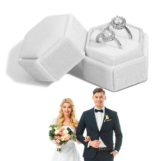 oruola Double Ring Box - Elegant Velvet Wedding Ring Box for 2 Rings, Perfect for Ceremony, Engagement, and Jewelry Display