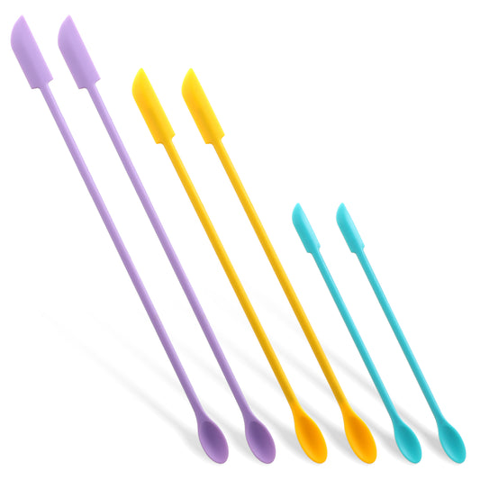 Classicseali 6pcs Make Up Spatulas Mini, Silicone Beauty Spatula Set for Cosmetic Bottle and Kitchen Jar, Multicolor Makeup Spatulas Mini for Beauty and Kitchen, Tiny Scraper for Cosmetic