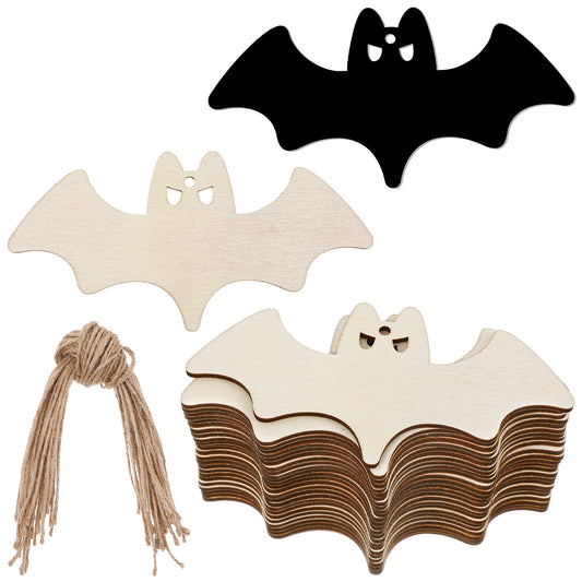 Classicseali 30pcs Halloween Wooden Cutouts, 4 Inch Halloween Bat Decor - Unfinished Wooden Halloween Cutouts for Crafts, DIY Bat Decor for Halloween Wood Decorations for Home Party Decoration