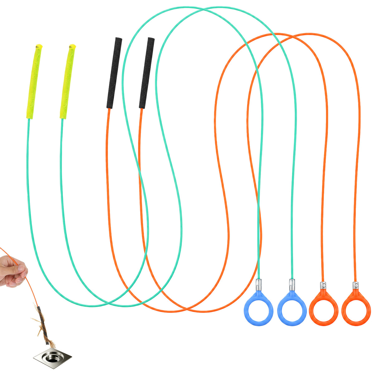 Elegaperma 4Pcs Snake Drain Tool, 51 Inch Reusable Drain Cleaning Tool
