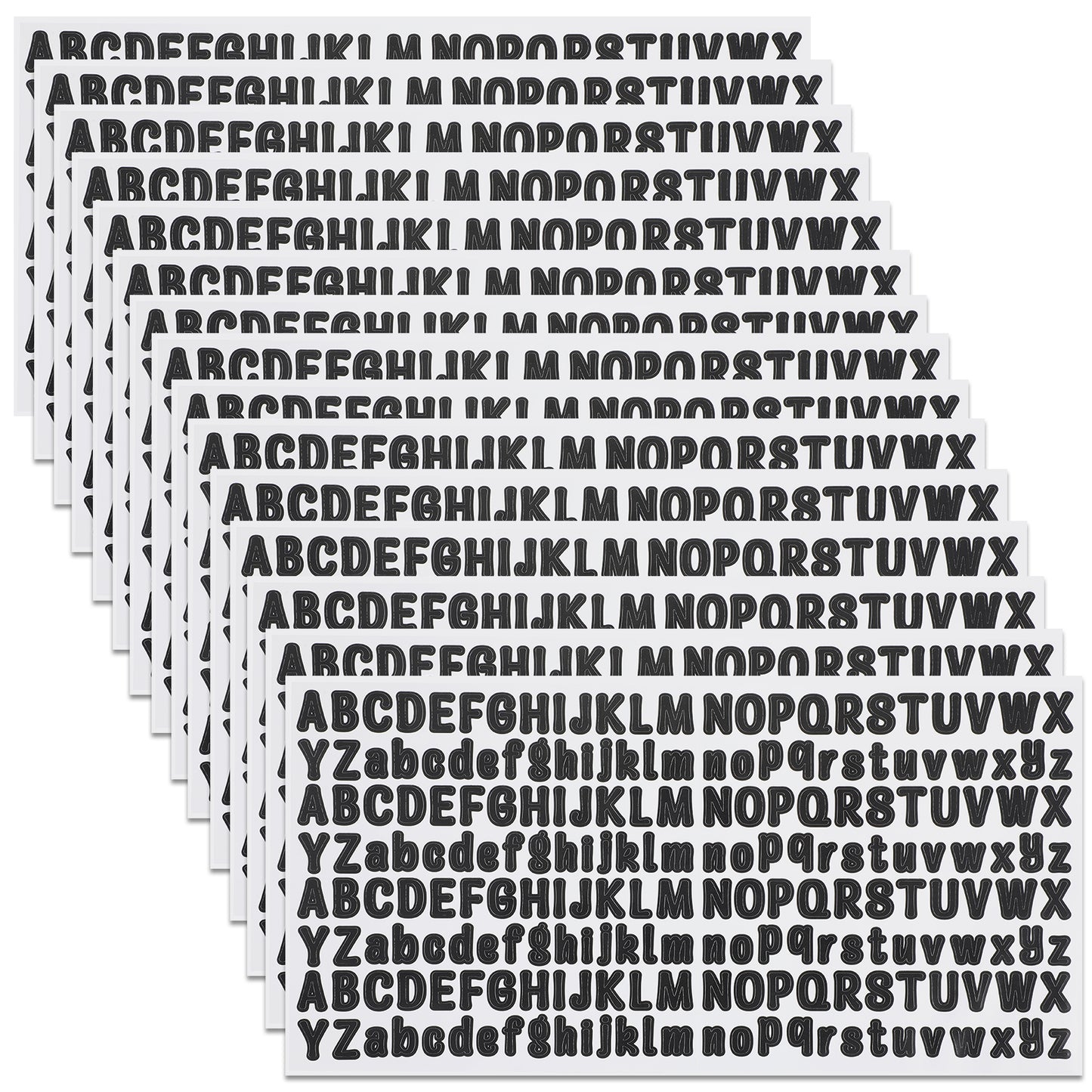 Oruola 15sheets Vinyl Letter Stickers,Self Adhesive Sticker Letters for Poster Board,Cute A-Z Alphabet Black Letter Stickers for Arts Crafts Outdoor Sign Poster Notebook Mailboxes Car