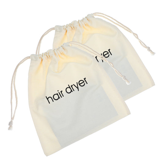 Blow Dryer Bag 2-Pack - Travel Organizer with Drawstring for Hair Tools, Waterproof Storage Pouch for Gym Hotel Home Bathroom Essentials (White)
