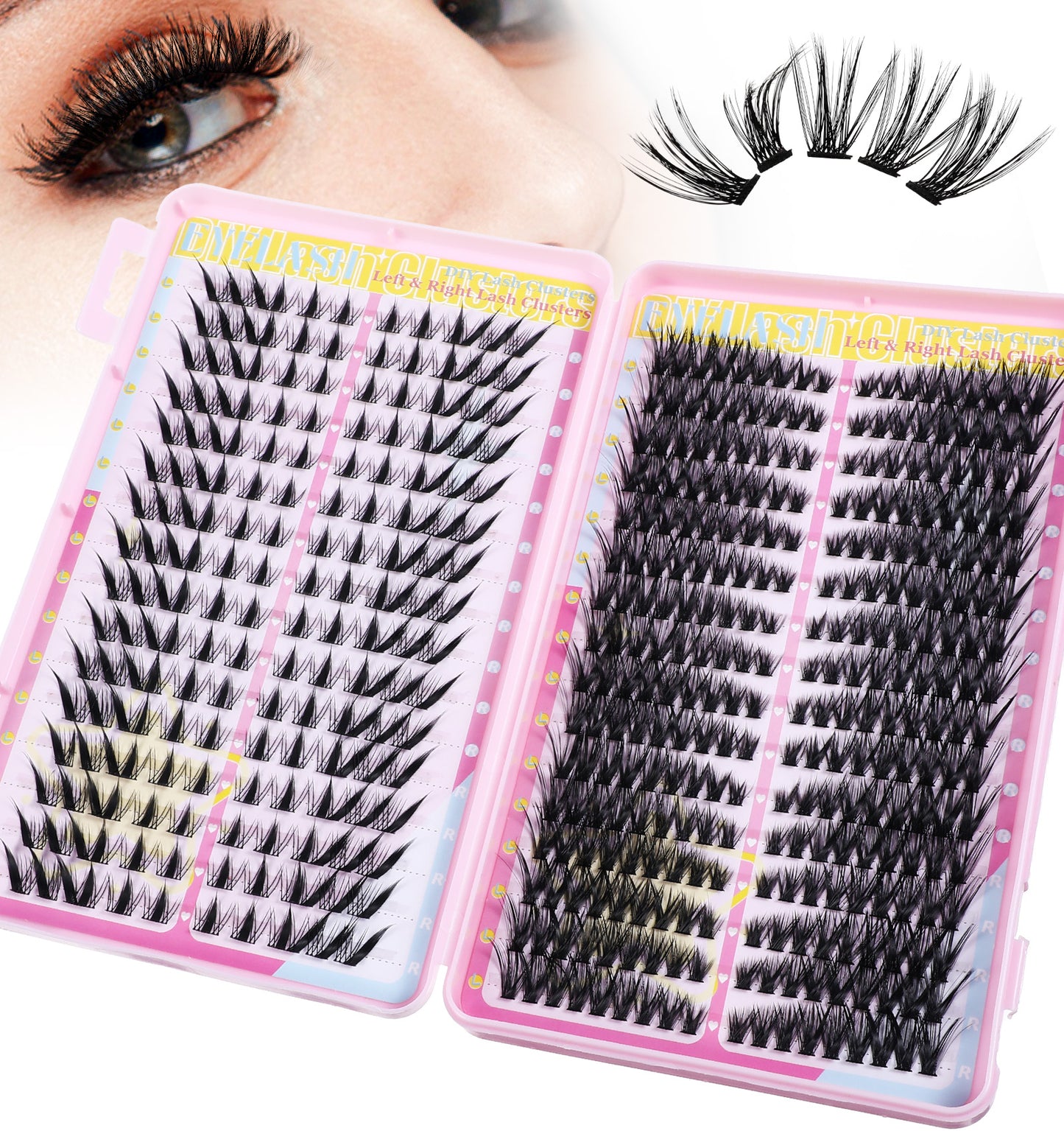 Manga Lash Clusters, 448pcs Fluffy Bunny Mixed Eyelash Clusters, Natural Look Individual Lashes for DIY at Home Women