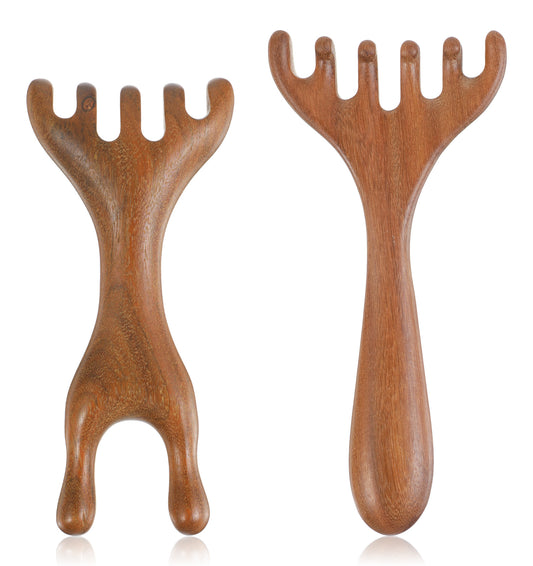 2PCS Wooden Scalp Massager, Sandalwood Wooden Hair Massager Scalp for Hair Care, Ideal for Scalp, Neck, Leg & Foot Relaxation