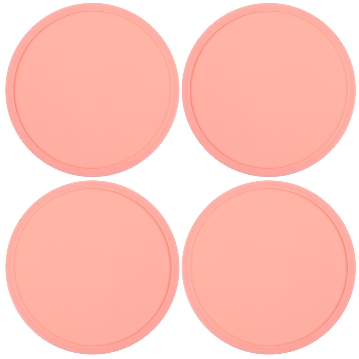 Classicseali 4pcs Pink Coasters for Desk,Non-Slip Silicone Coasters Pink