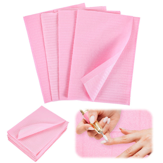 Oruola Disposable Nail Mat,20pcs Pink Nail Art Table Mats,Waterproof Nail Desk Mat for Manicurists,Nail Table Manicure Table Pads,Also Use to be Dental Bibs or Tattoo Table Mats - 17.9 x 13 in