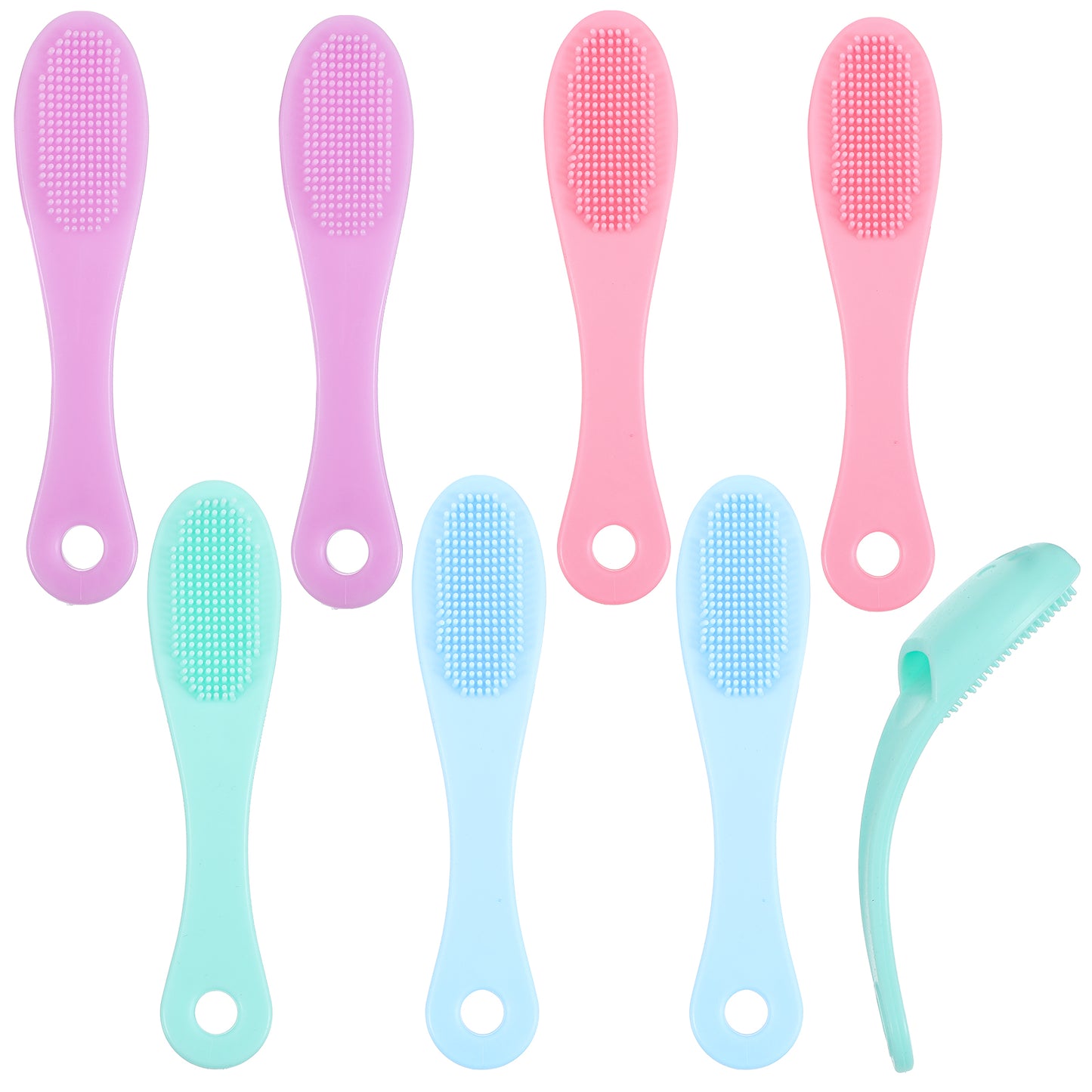 Classicseali 8PCS Pore Cleaning Brush, Soft Nose Pore Brush, Gentle Manual Noses Cleaning Brushes, for Sensitive Skin, Blackhead Removal, Exfoliation, Massage, Gentle Cleansing, 4 Colors