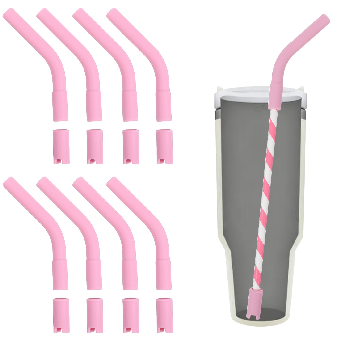 Classicseali 8set Silicone Straw Tips, Reusable Silicone Tips for Metal Straws, Rubber Straw Tip for 8-10mm Diameter Straws, Extender Tipings