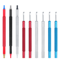 guduling 9 Pcs Watch Hand Setting Tool,6 in 1 Watchmakers Wristwatch Repair Tools,Stainless Steel Watch Hand Press for Watchs Hands Removers Replace(Red + Blue)