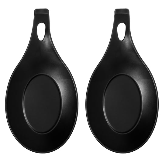 Classicseali 2pcs Spoon Holder, Silicone Spoon Rest, Heat-Resistant, Reusable Spoons Rest for Kitchens, Suitable for Wooden, Iron, Teaspoons, Kitchen Utensils, and Cutlery, Black