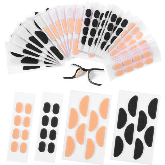oruola Glasses Nose Pads,96 Pairs Foam Glasses Nose Pads Replacement,Self-Adhesive Anti-Slip Nose Pads for Glasses,Sunglasses,Eyeglasses,Black and Skin Color,D-Shape and Oval