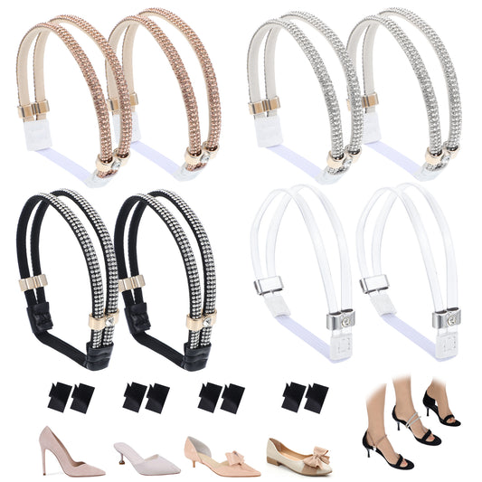 oruola 4 Pairs Shoe Straps for Loose Shoes,Rhinestone High Heels Straps with Elastic Band,Shoe Straps for Heels,Adjustable Shoe Strap for High Heels Sandals Slippers