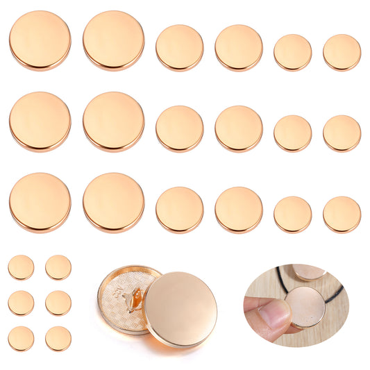 24PCS Gold Buttons for Blazer, ValueBargain Metal Flat Button Set with 4 Sizes, Suitable for Suits Coats Jackets Uniforms and Crafts
