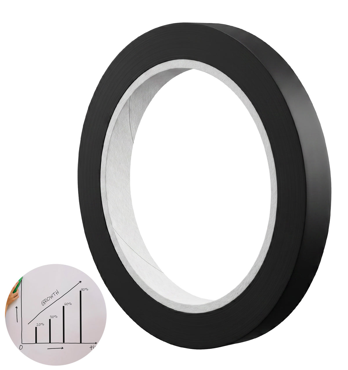 Thrymme Black Whiteboard Tape, 12mm x 66m Whiteboard Grid Marking Tape