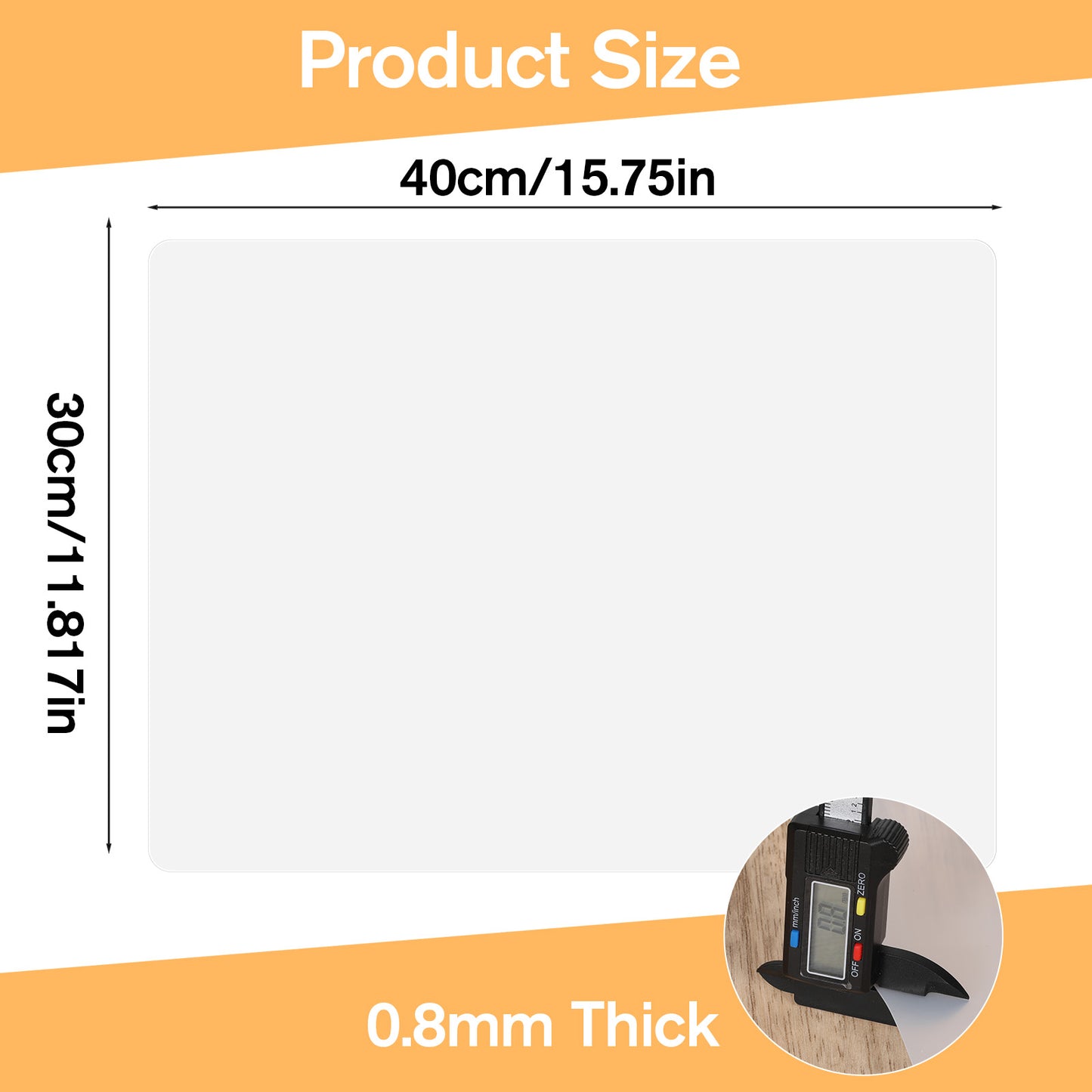 Oruola 2pcs Silicone Mats for Crafts,30 X 40 cm/11.81 X 15.75 In Clear Silicone Mat,Silicone Mats for Kitchen Counter,Heat Resistant, Non-Slip, Waterproof, Washable Silicone Sheet