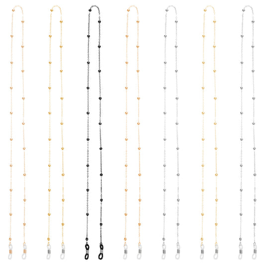 oruola 7pcs Sunglasses Chain, Eyeglass Necklace Holder for Women, Zinc Alloy Eye Glass Chains Women, Eyeglass Chain with Ball Bead for Womens Men, 7 Colors