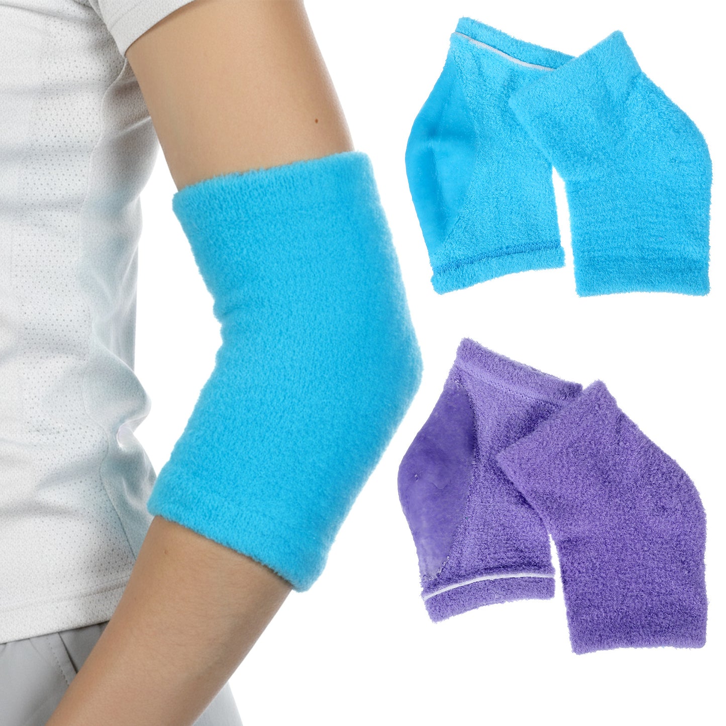 Classicseali 2 Pairs Elbow Protector, Elbow Protector Beauty Gel Moisturizing, Elbows Protectors for Elderly, for Moist Chapped Dry Skin Care, Cover Heel Socks, Elbows Sleeves,Blue & Purple
