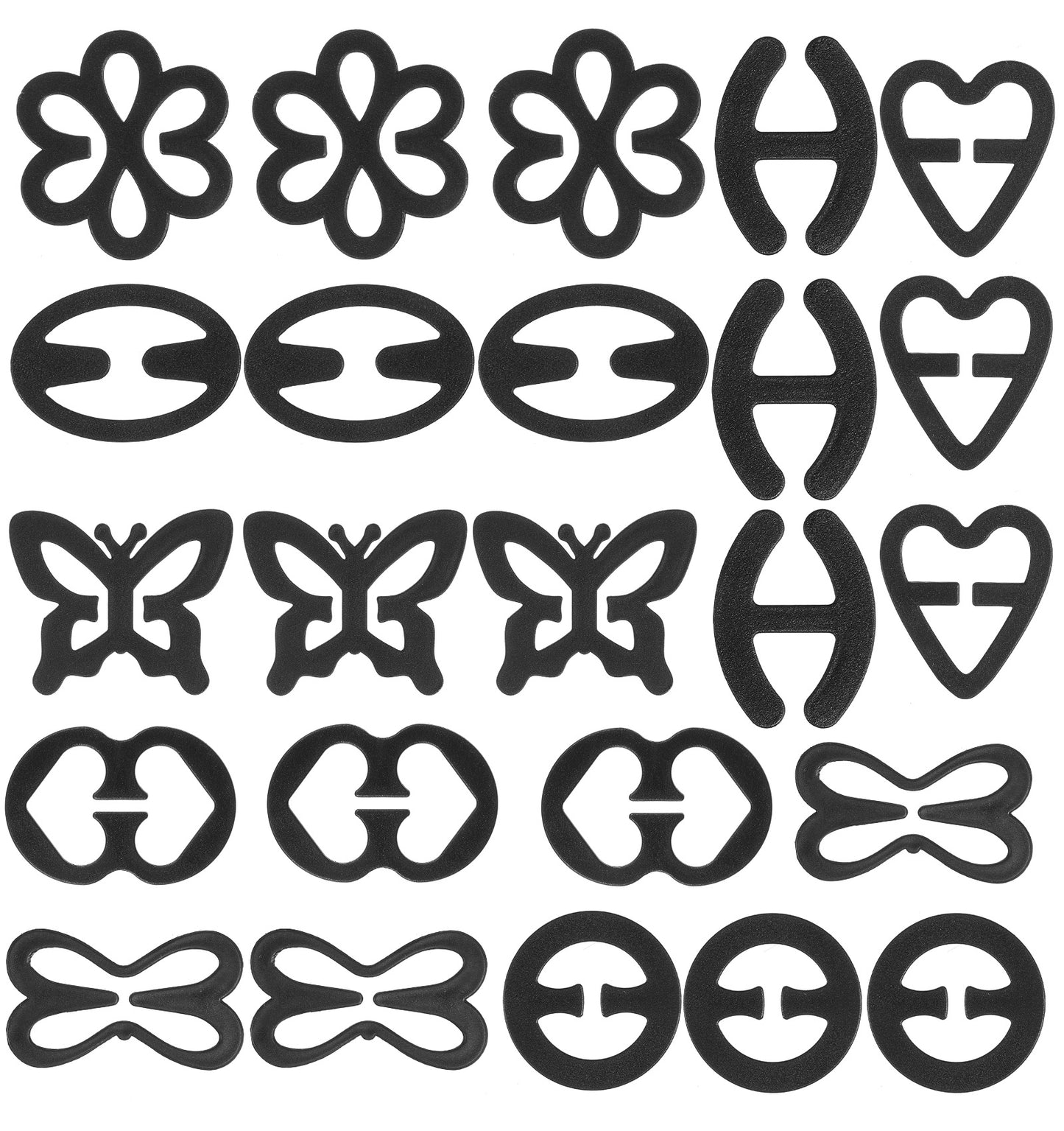 ValueBargain 24PCS Bra Clips for Women, Adjustable Anti-Slip Elastic Racerback bra strap clips, 8 Patterns (3 Each) to Hide Straps for Sports Bras, Sleeveless Outfits & Dresses (Black)
