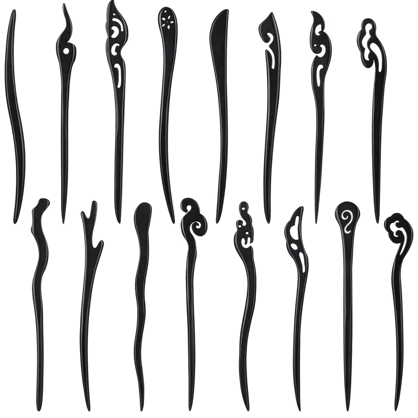 Elegaperma 16pcs Wood Hair Stick, Traditional Wooden Hair Sticks, Hair Sticks for Buns, Chinese Hairs Stick For Women Gifts Long Hairs Chignon Maker Handmade Accessories
