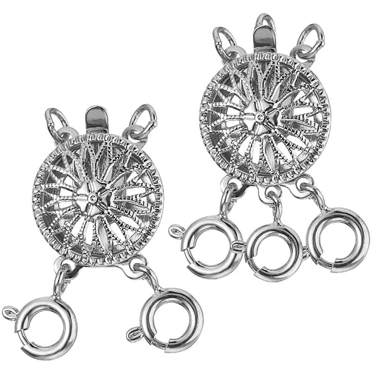 Classicseali 2pcs Necklace Layered Clasp, Sunflower Necklace Separator for Layered Necklaces, Multiple Bracelets, Keep Necklaces from Tangling, Silver