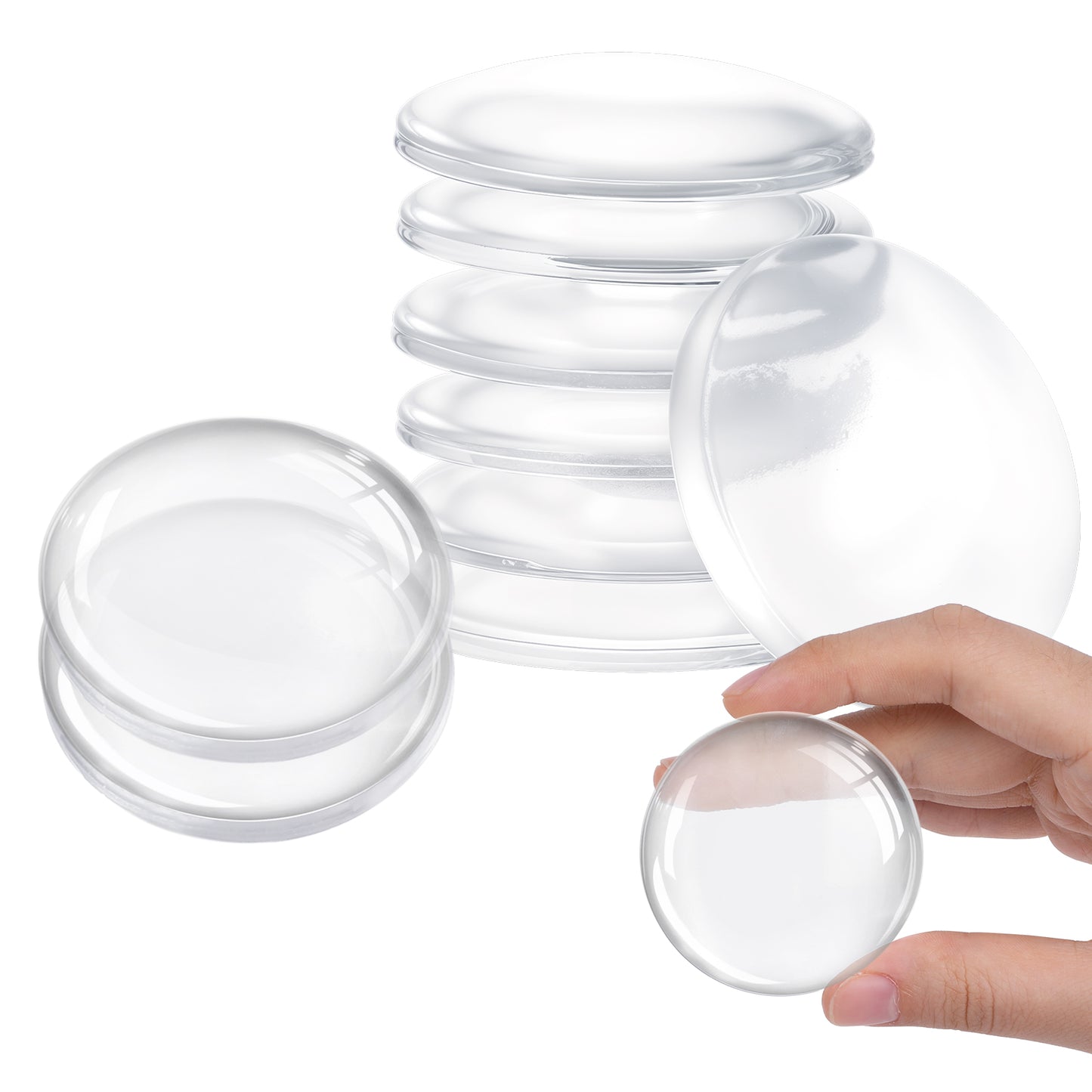 Oruola Adhesive Door Stopper,10 Pack Clear Door Stops for Wall,High Transparency Doorknob Wall Protectors,1.57 in Reusable Silicone Door Bumpers,Shock Absorbent,Noise Reduction,Self-Adhesive