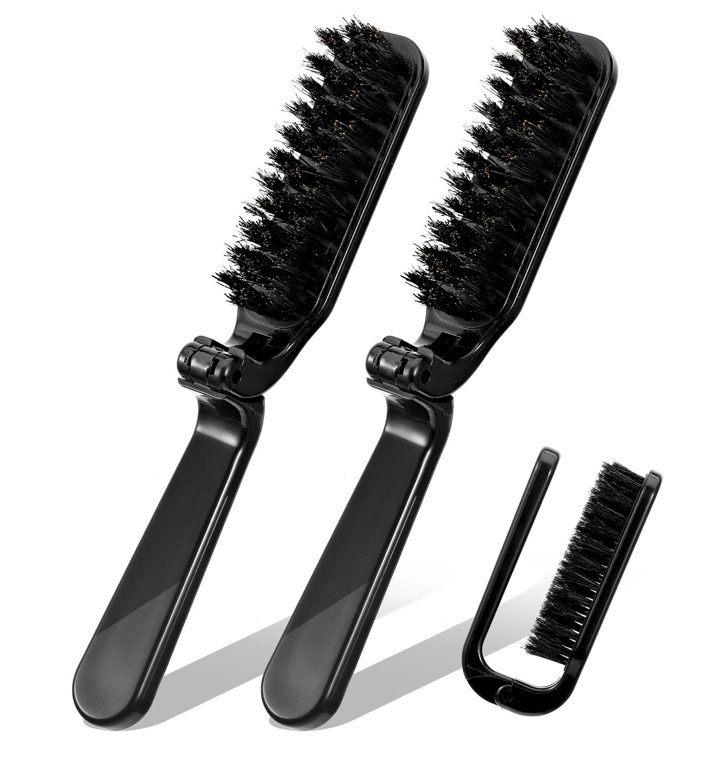 Mini Slick Back Brush, 2Pcs Travel Boar Bristle Hair Brush, Thick Boar Bristles Foldable Men's Beard Brushes for Business Trip Travel Daily Home