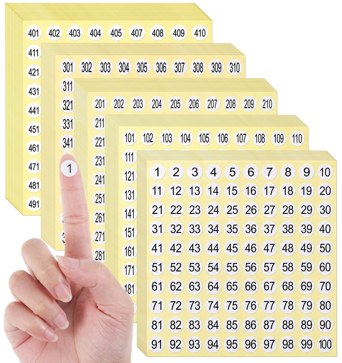7500 Pcs Numbered Stickers, 15 Sets of 1-500 Small Round Labels
