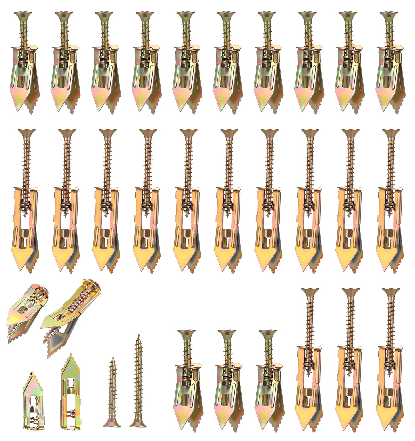 52Pcs Self Drilling Anchor Screws, Heavy Duty Drywall Anchors & Screws, No Drill Required Expansion Dry Wall Anchor Screw Plasterboard Fixings Perfect for TV Shelves & Cabinets, Rust-Proof Durable