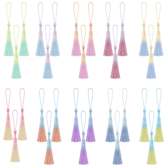 Classicseali 30PCS Tassels for Bookmarks, Silky Soft Tassels for Decoration, with Rope Loop, Mini Tassel for Crafts, for Jewelry Making, Bookmarks, DIY Crafts, Keychains, 10 Colors