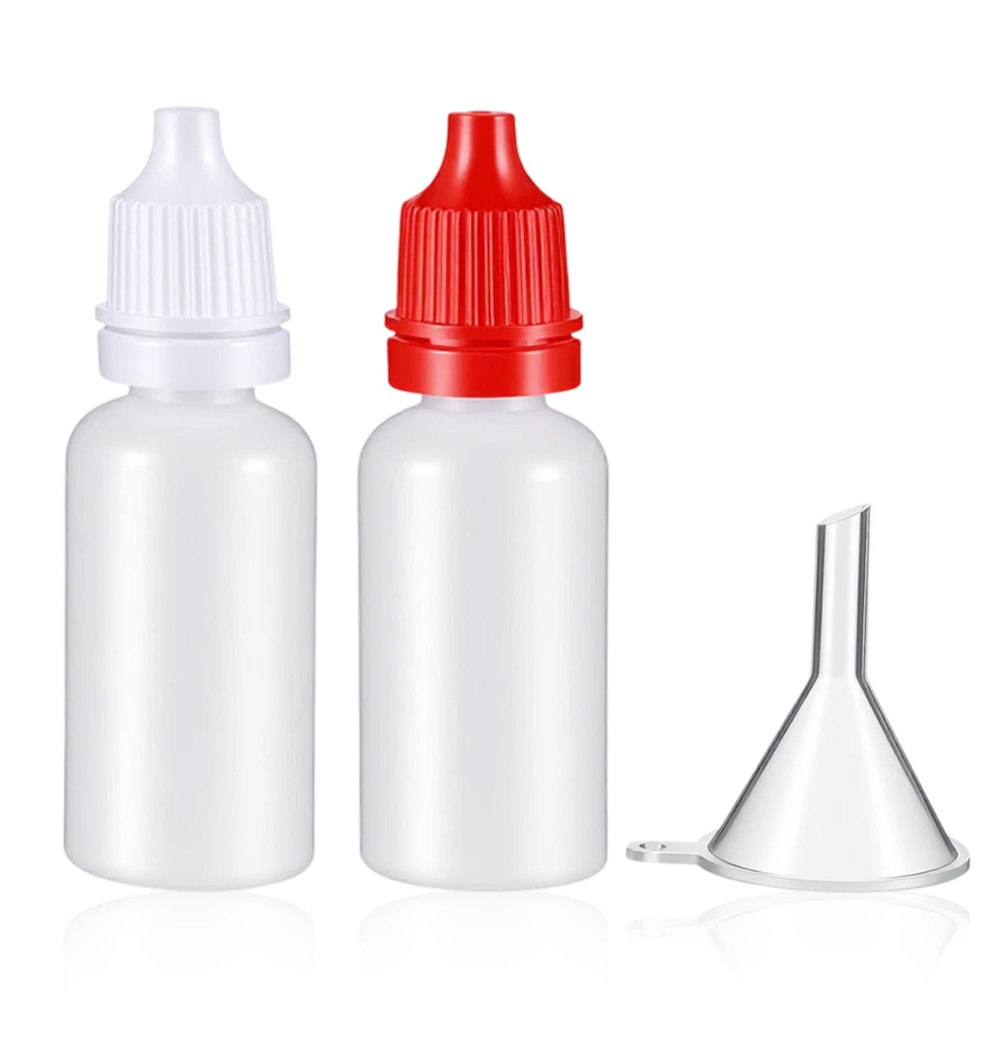 ValueBargain 2 Pcs 15ml Plastic Dropper Bottles, Refillable Leakproof 15ml Dropper Bottle with Funnel, White/Red (0.5oz)
