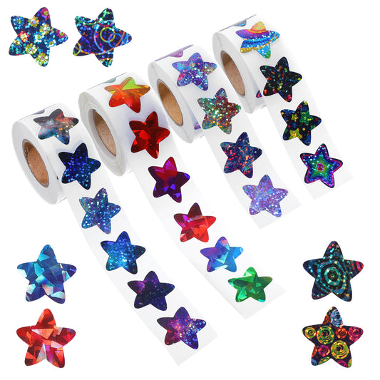 Oruola 2000 Pcs Star Stickers for Children, 5.1CM,2IN Shiny Stickers, Reward Sticker,Stars Sticker for Children Students Teachers Classroom and Crafts Wedding Favor Tag Labels
