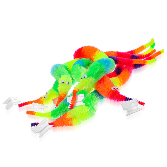 Classicseali 6pcs Worm On A String, Colorful Magic Worm, Twisty Fuzzy Worms for Cat Party Favors, Rainbow Colors