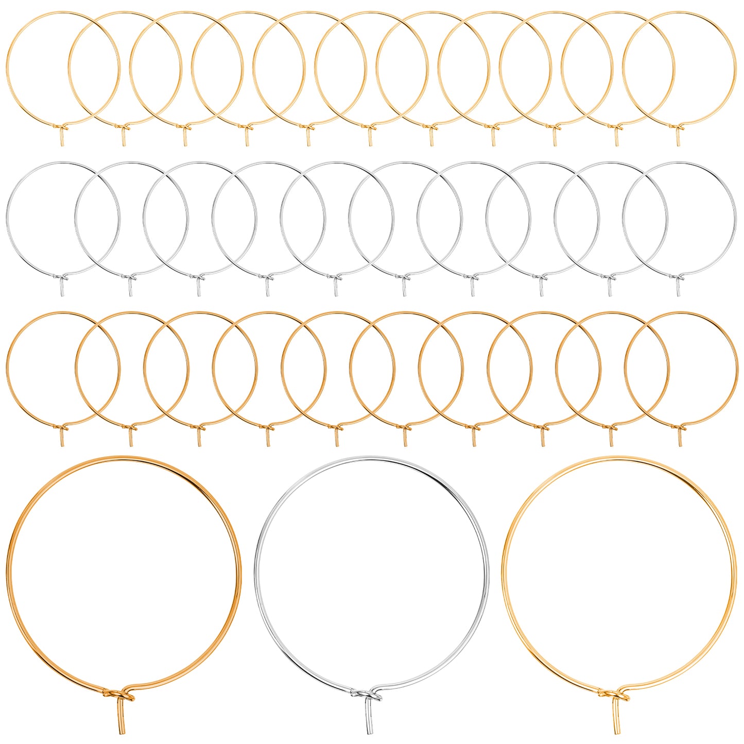 Classicseali 120pcs Earring Hoops for Jewellery Making, Wine Glass Charm Rings, Gold and Silver Earr Make Kit, Earring Beading Hoops, 25 mm Earrings Hoop for DIY Craft, Party, Wedding Decor